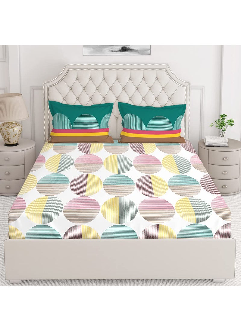 Layers Portland 100 Cotton Bedsheet Set for All Seasons Lightweight Moisture Absorbent Machine Washable Easy to Care Gift for Housewarming More 104 TC Queen Size Sea GreenYellow