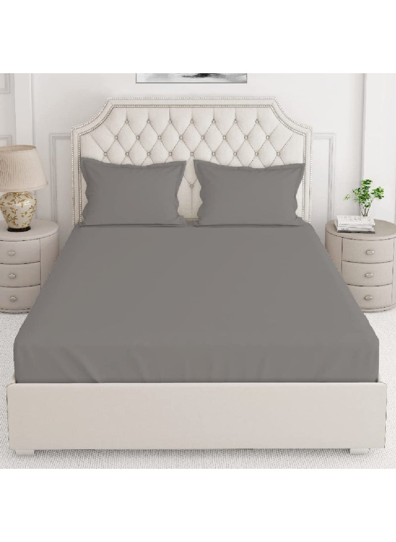 Layers Be Bold 100 Cotton Bedsheet Set for All Seasons Lightweight Moisture Absorbent Machine Washable Easy to Care Gift for Housewarming More 140 TC Queen Size Grey