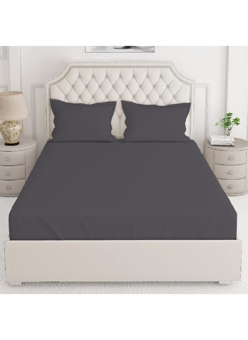 Layers Be Bold 100 Cotton Bedsheet Set for All Seasons Lightweight Moisture Absorbent Machine Washable Easy to Care Gift for Housewarming More 140 TC Queen Size Dark Grey