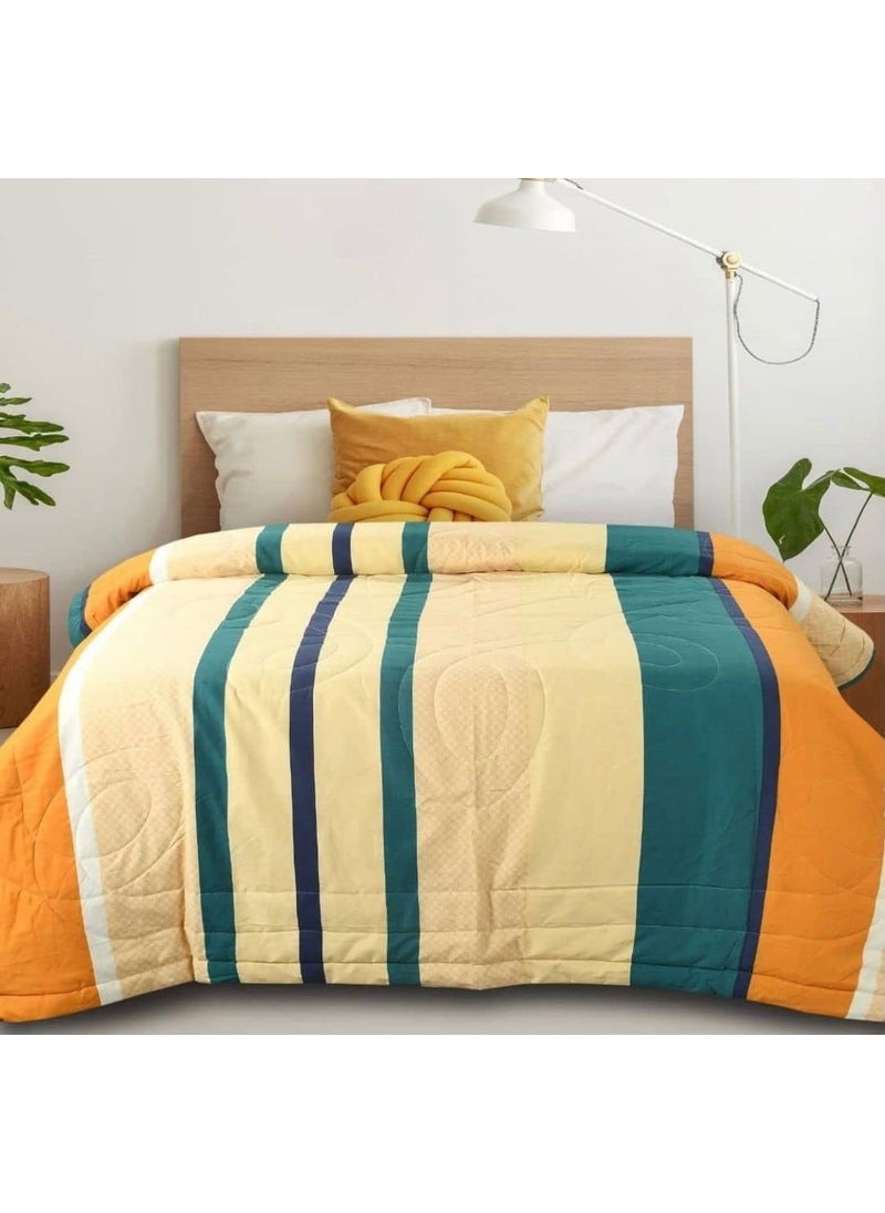 THE HOME STYLE Microfiber Reversible Single Bed AC Comforter ll Blanket ll Duvet 60x90 Inches 125GSM ll for All WeatherSeasons Single Butterscotch