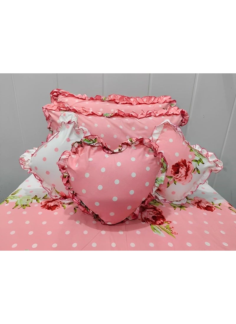 JBTC Premium 280TC Bedsheet Set King Size Pink Dot 6 Pcs Set 100 Cotton
