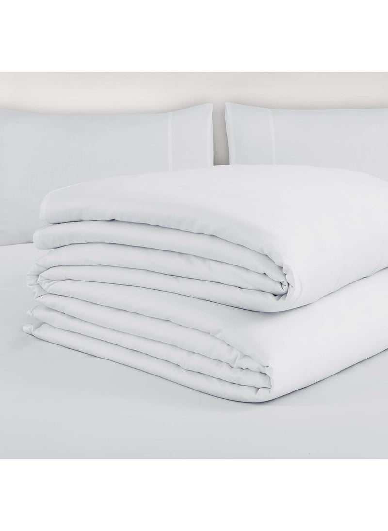 SPREAD SPAIN Madison Avenue Cotton Solid 400 Thread Count Light Silky Sateen Sheets King Size Double Bed Zipper DuvetQuilt Cover 90 X 108 Inch White