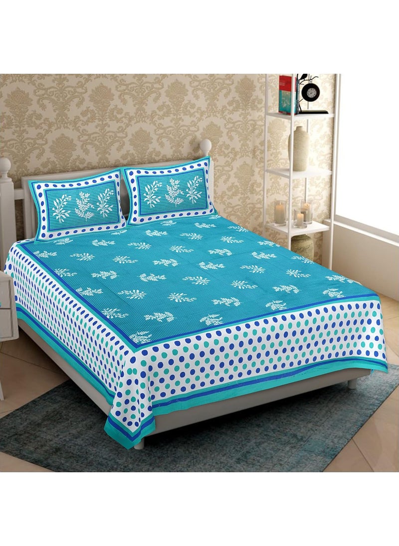 UBANIA COLLECTIONWe believe in customers satisfaction 100 Pure Cotton Sanganeri Rajasthani TC 151 Double Bedsheet with 2 Pillow Covers_Nishu444