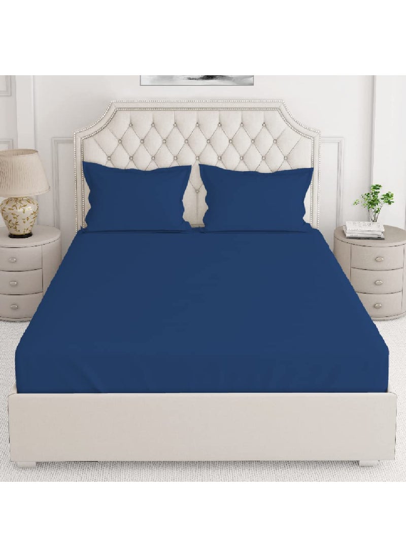 Layers Be Bold 100 Cotton Bedsheet Set for All Seasons Lightweight Moisture Absorbent Machine Washable Easy to Care Gift for Housewarming More 140 TC King Size Navy Blue