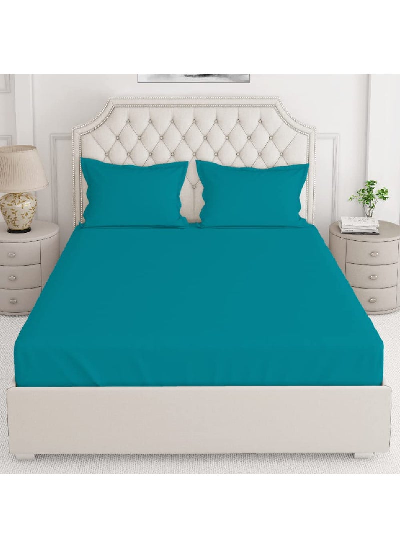 Layers Be Bold 100 Cotton Bedsheet Set for All Seasons Lightweight Moisture Absorbent Machine Washable Easy to Care Gift for Housewarming More 140 TC King Size Teal Blue