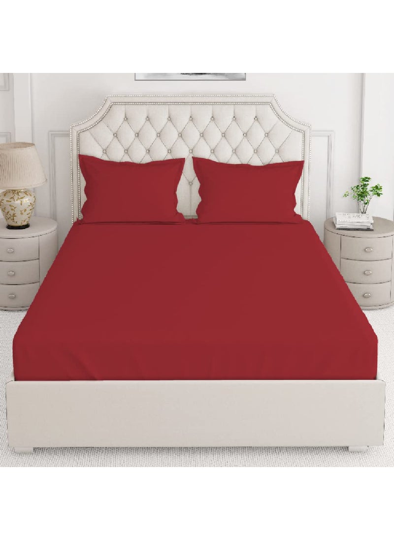 Layers Be Bold 100 Cotton Bedsheet Set for All Seasons Lightweight Moisture Absorbent Machine Washable Easy to Care Gift for Housewarming More 140 TC King Size Red Solid