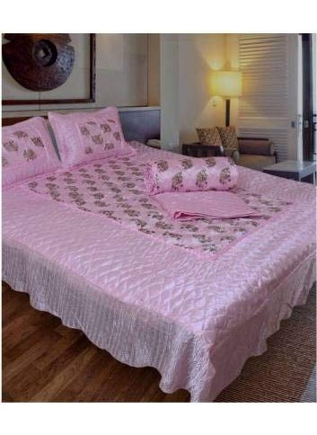 ManavRachit Satin Gold Printed 310 TC Wedding Bedding SetBedsheet with 2 Pillow Covers for Home Living RoomPink Set of 3pcHathi Print