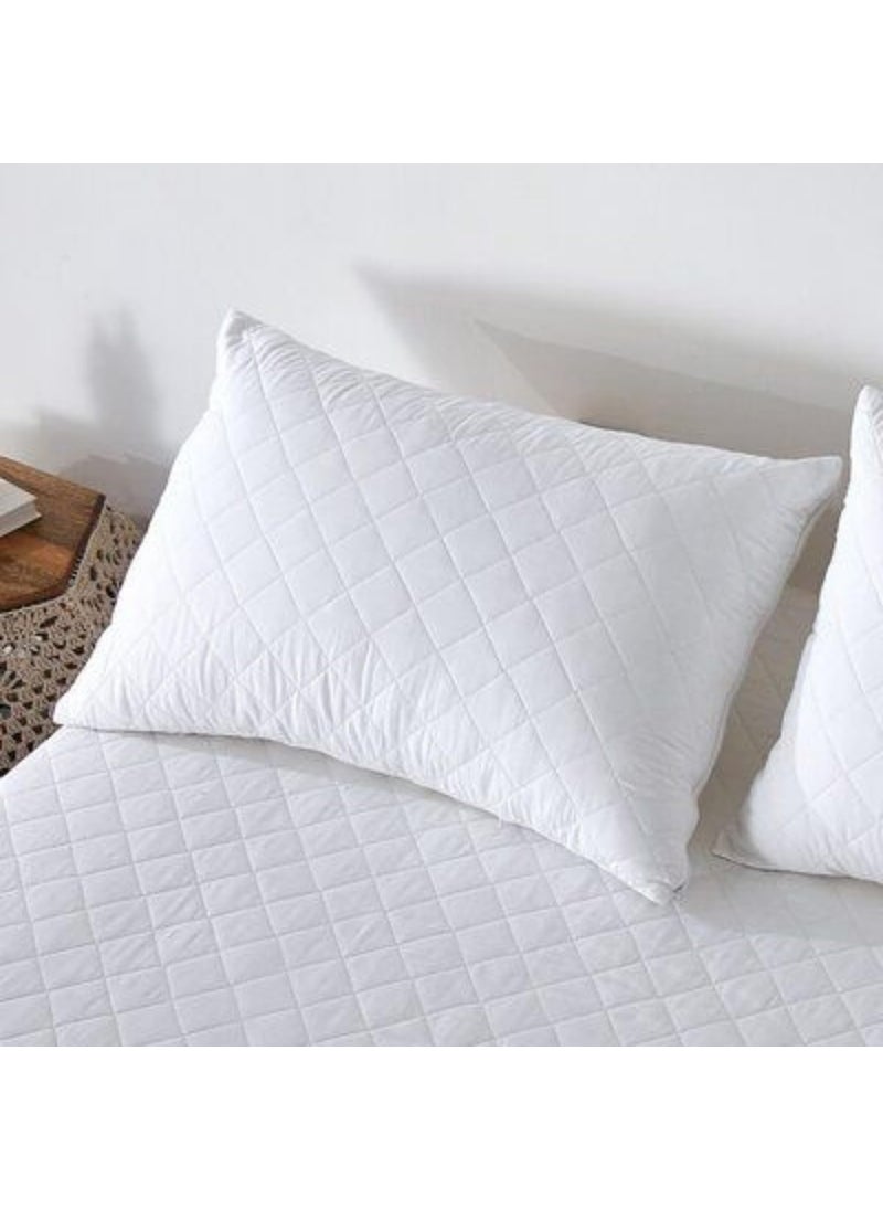 AJISH Ultra Soft Bed Pillows Set of 2 20 X 36 Inch King Size Quilted Box Design Fluffy Microfiber Filled Pillows Bed Pillows for Sleeping All Season Comfort Unique Design White