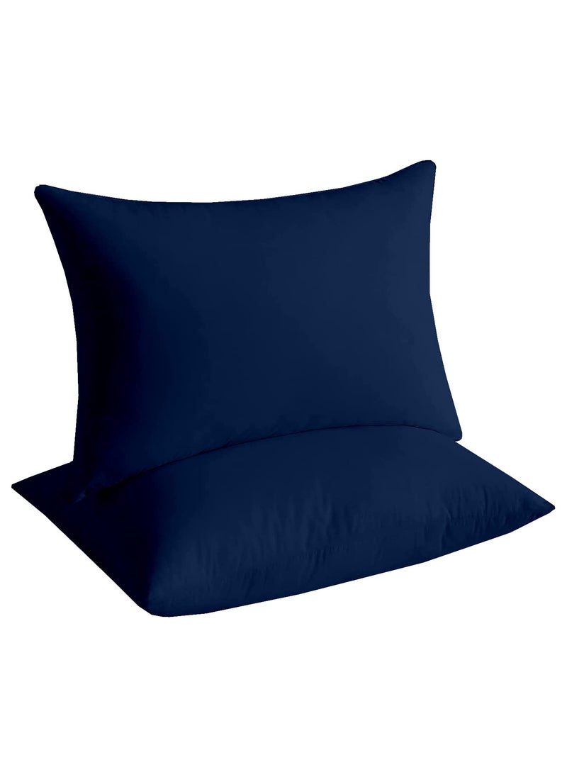 Cottington Lane Micro Fiber Filled Pillow Navy Blue Plain Cotton Pillow Takiya Combo Set of 2 For Bed Room 20X30 Inch Queen Size Pillow Pillow For Comfortable Sleep Luxurious Ultra Soft