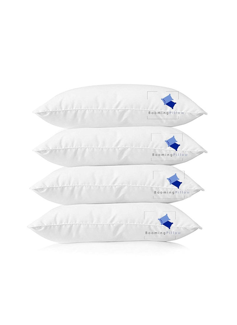 Booming Pillow White Color Soft Quality Microfiber Premium Pillow Soft and Fluffy Sleeping Pillow Size 16 x 26 Colour White Pack of 4