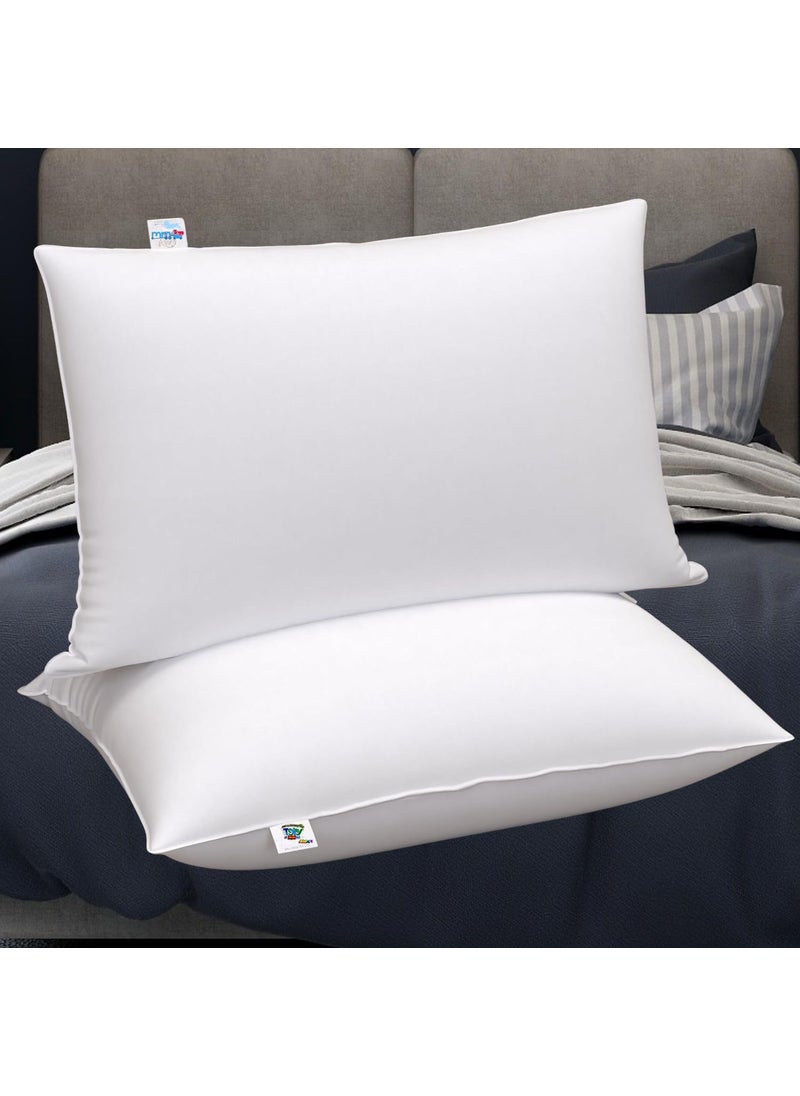 MM TOYS Premium Microfiber Pillow Set of 2 Export Quality Soft and Firm Hypoallergenic Machine Washable Queen Size Bed Pillow 17 x 27 Inches Pillow for HotelsHome Use Cloud White Color