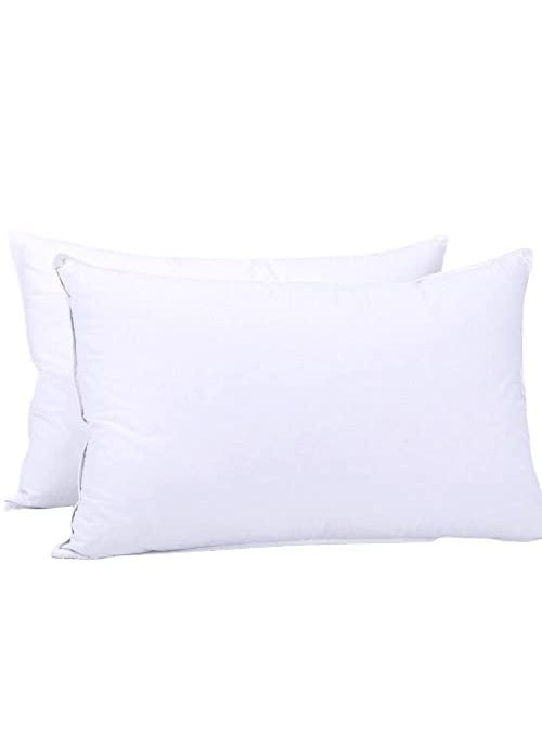GD Home Fabric 1 Pack Premium White Goose Down Feather Pillows for Back and Side Sleepers 500 TC 100 Cotton Fabric with Pillow Cover 17x27