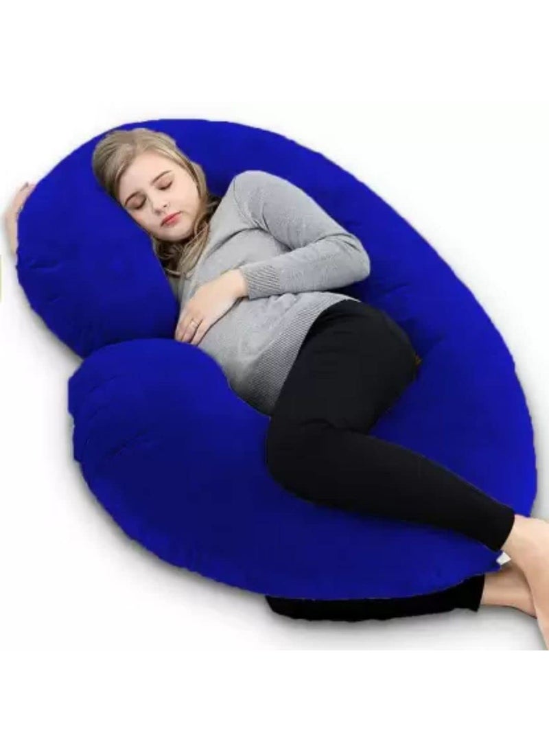 AG PRO COMFORT Cotton C Shaped Maternity Pillow for Pregnant Women Microfiber Soft Back HIPS Legs Belly Full Body Support Long Sleeping Pillow Blue