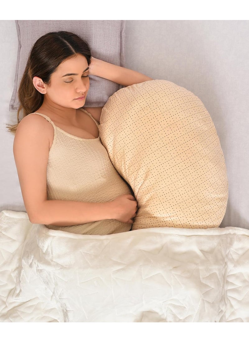 Mi Arcus Ultra Soft Beige Color Contour Pregnancy Pillow Sleep Pillow Fiber Filling for Ultimate Comfort Include Washable Zipper Cover