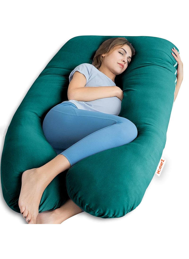 Homerz Premium Pregnancy Pillow for Pregnant Women 3 Month Warranty Maternity Pillow Pregnancy Gifts for Women Maternity Pillows for Pregnancy Sleeping Washable Velvet Cover UShaped Green