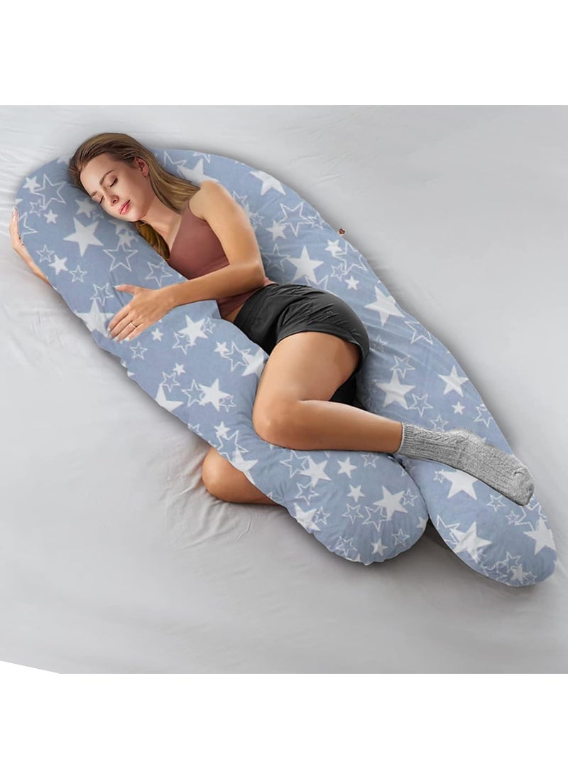 COOZLY U Shaped Pregnancy PillowMaternity Pillow100 Cotton Removable Covers Premium Pregnocare Fibres U Super Premium Geometrica Grey