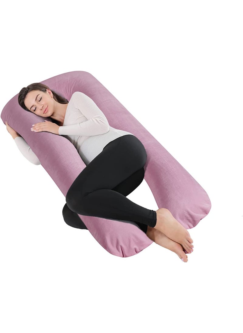 slatters be royal store Pregnancy Sleeping Pillows Full Body Maternity with Zippered Cover Microfiber Support Back HIPS Legs Belly for Pregnant Women 54 X 28 X 7 Inch Light Pink U Shape