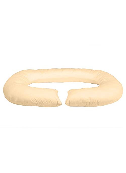 Jaipur Linen Full Body Pregnancy Pillow Maternity Pillow for Pregnant Women C Shaped Body Pillow with 100 Cotton Pillow CoverBeige