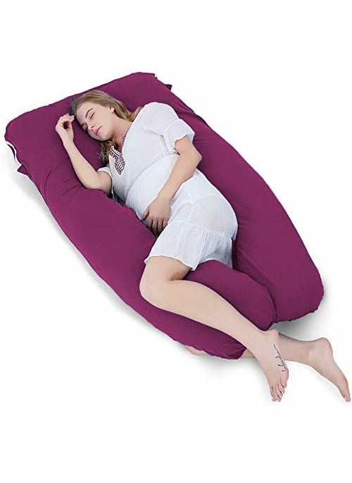 Moms Moon Pregnancy Pillow Gift for Pregnant Women to Sleeping UShape Maternity Support Pillow for Back HIPS Legs Stomach Belly for Pregnant Women with Removable Cotton Cover Wine