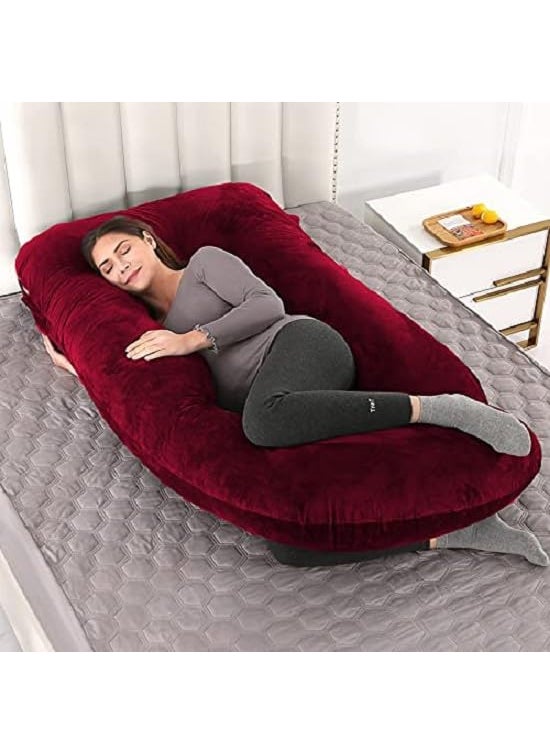 ozly Ultra Soft j Shaped Pillow Polyester Fibre Microfibre Solid Pregnancy Pillow Pack of 1 Wine