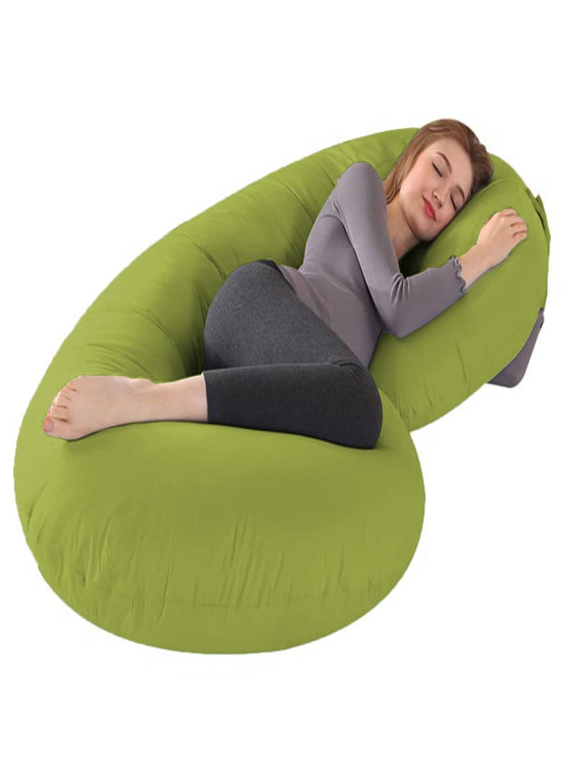 Linenovation Full Body Pregnancy Pillow Maternity Pillow for Pregnant Women C Shaped Body Pillow with 100 Cotton Pillow CoverMint Green