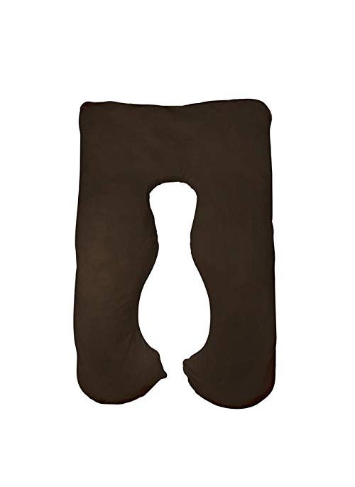 Jaipur Linen U Shaped Pregnancy Maternity Pillows with Cotton Zippered CoversBrown