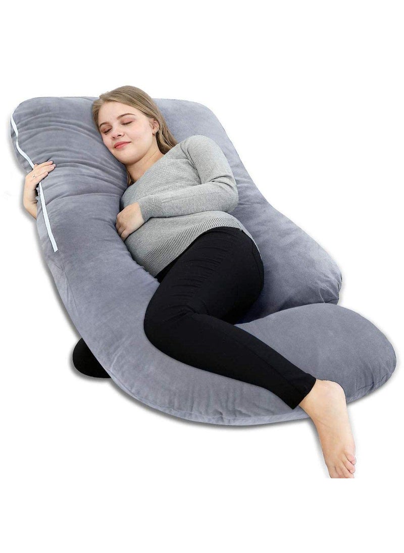 ozly Ultra Soft j Shaped Pillow Polyester Fibre Microfibre Solid Pregnancy Pillow Pack of 1 Grey
