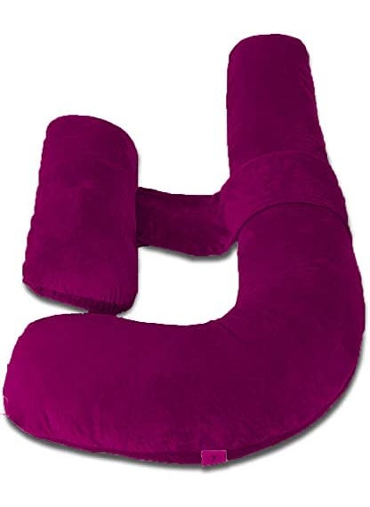 Moms Moon Pregnancy Pillow Maternity Body Pillow for Sleeping with Body Pillow Cover 55inch H Shaped Pregnancy Pillow for Pregnant Women Wine Velvet