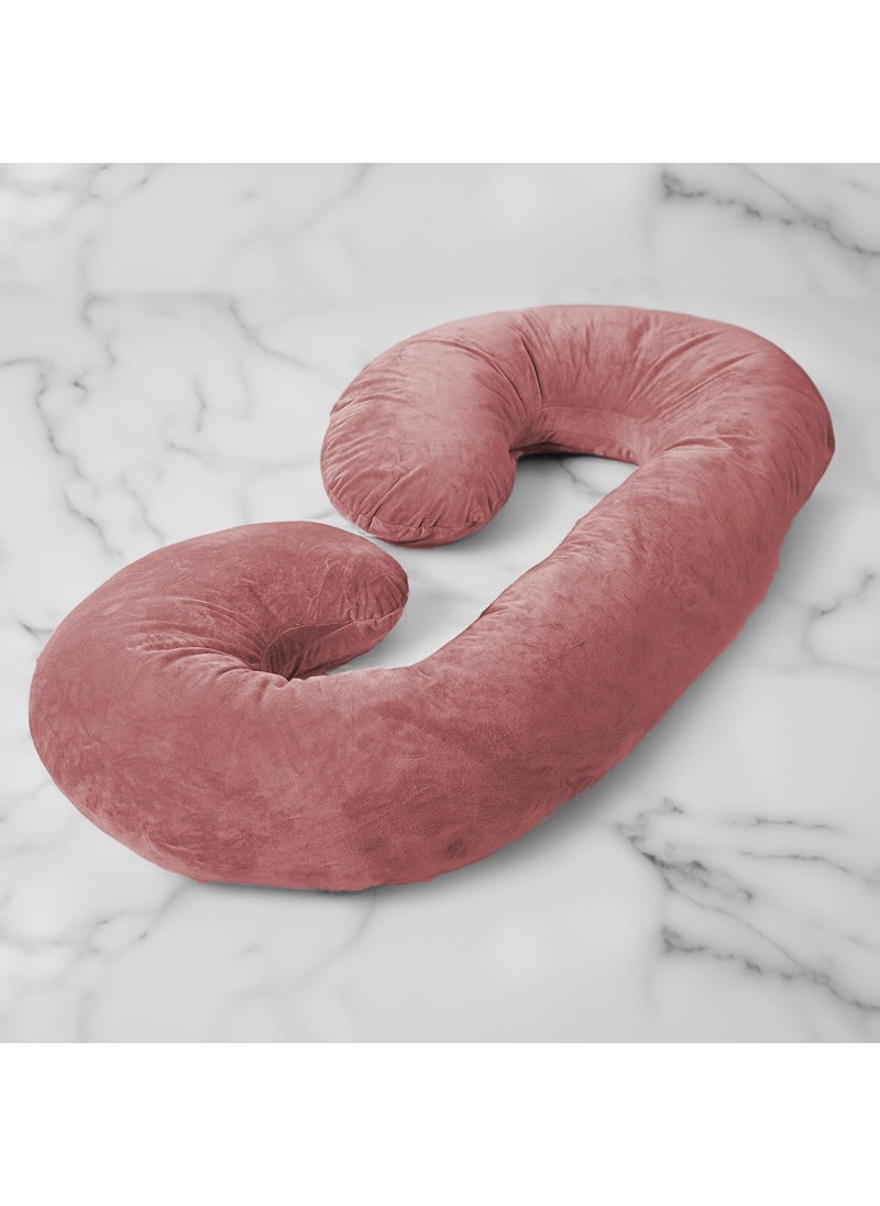 ishro home Adjustable Pregnancy Pillow for Pregnant Women Maternity Pillows for Sleeping Pregnancy Gifts for Women Machine Washable Soft Velvet Cover CShape Pink