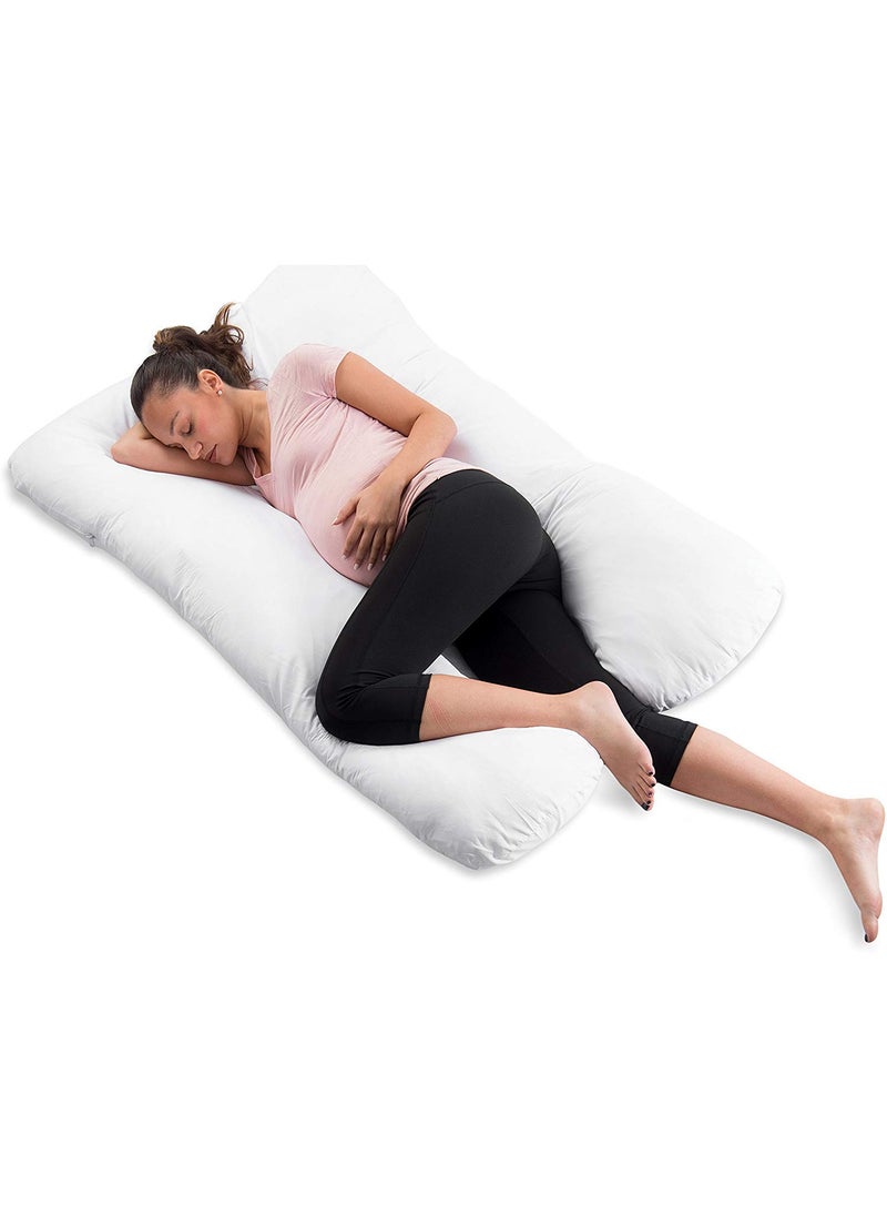 Jaipur Linen Full Body Pregnancy Pillow U Shaped Maternity Pillow for Pregnant Women and Back Pain White