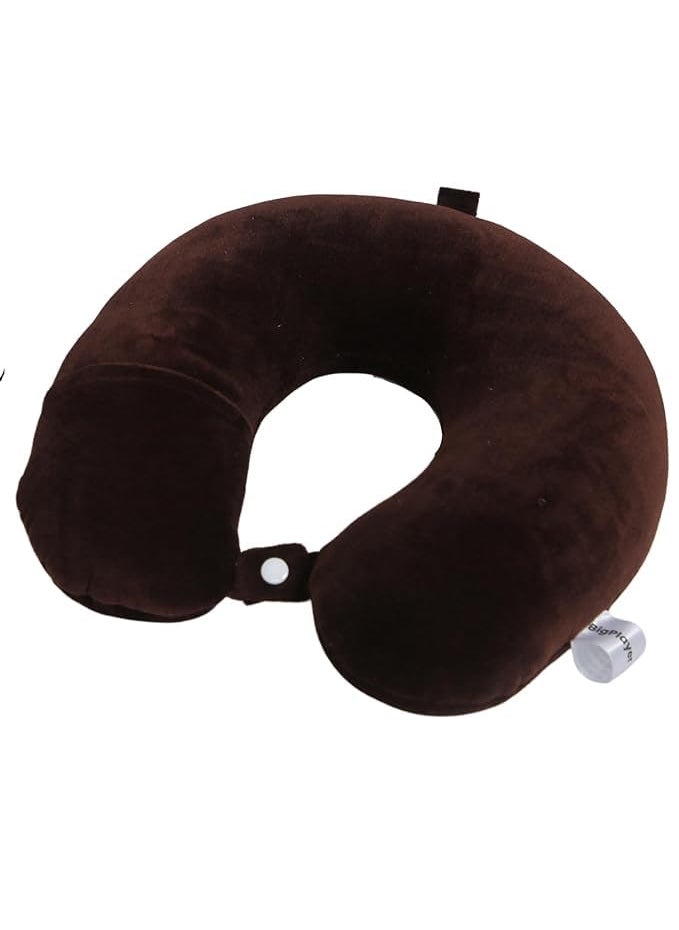 Breedlove Adjustable 360 Degree Support Brown Round Luxury Neck PillowExtra Soft Neck Support with Washable Cover for Improved Sleep Travel in Airplane for Sleeping Men and Women