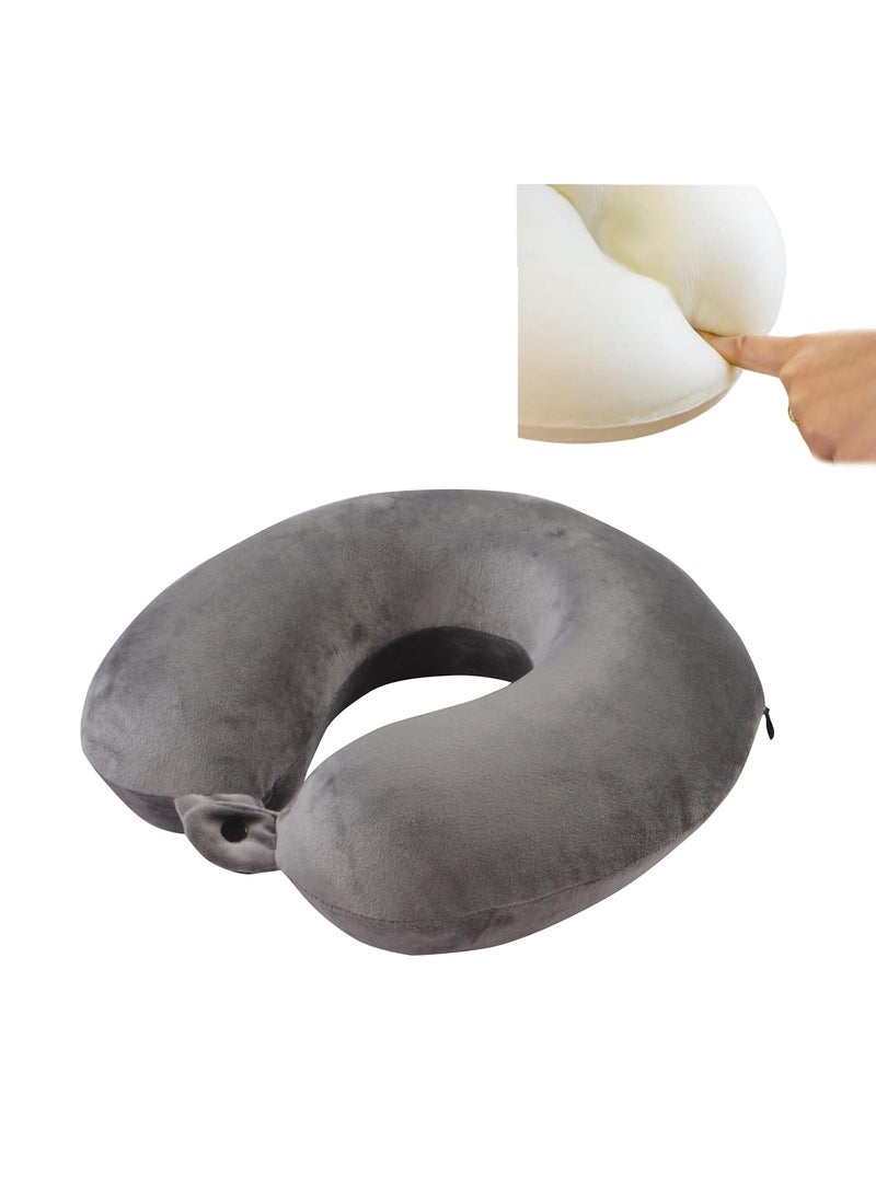 ORKA TRAVEL Supersoft U Neck Memory Foam Neck Pillow Inflight Ergonomically Designed for Multiple PositionsOptimum Comfort and Perfect Sleeping TrajectoryColor Grey