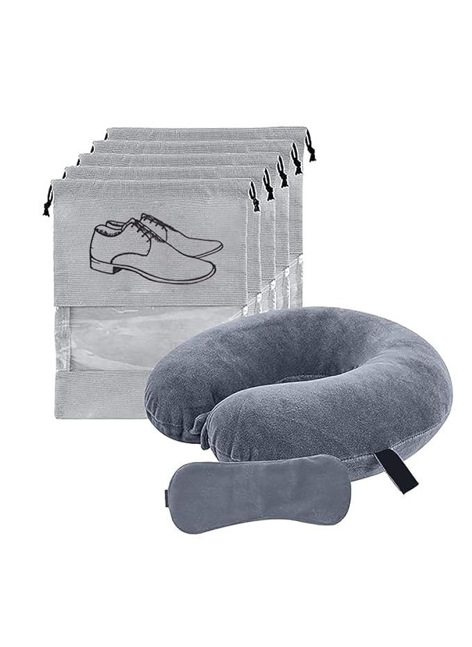 JYFT Neck Pillow and Eye Mask and Shoe Cover Car Comfort for Pain Relief Flights Car Rides Car Cushions Air Pillow for Sleeping Neck Rest