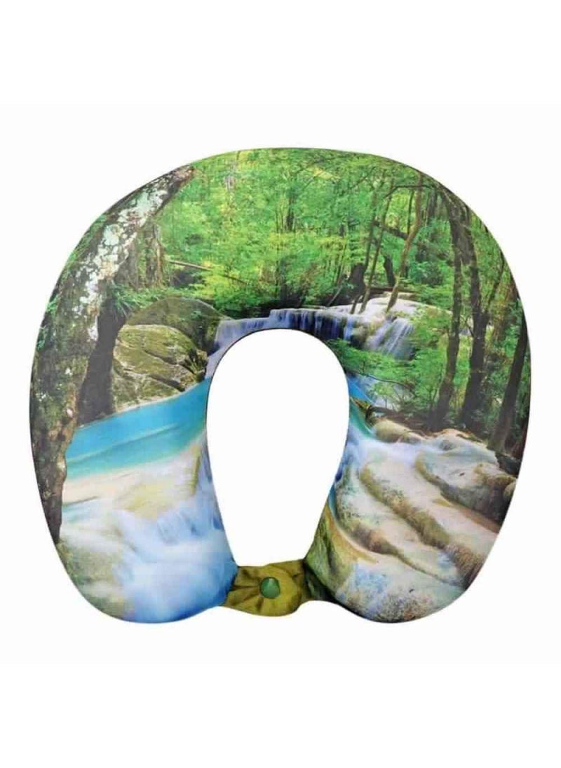Viaggi Green Forest 3D Print U Shaped Memory Foam Travel Neck and Neck Pain Relief Comfortable Super Soft Orthopedic Cervical Pillows