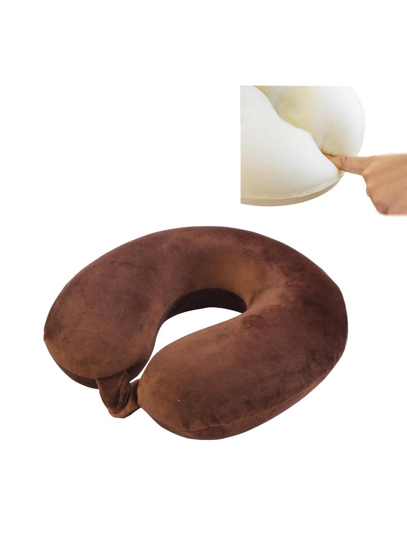 ORKA TRAVEL Solid Memory Foam U Neck Pillow Brown