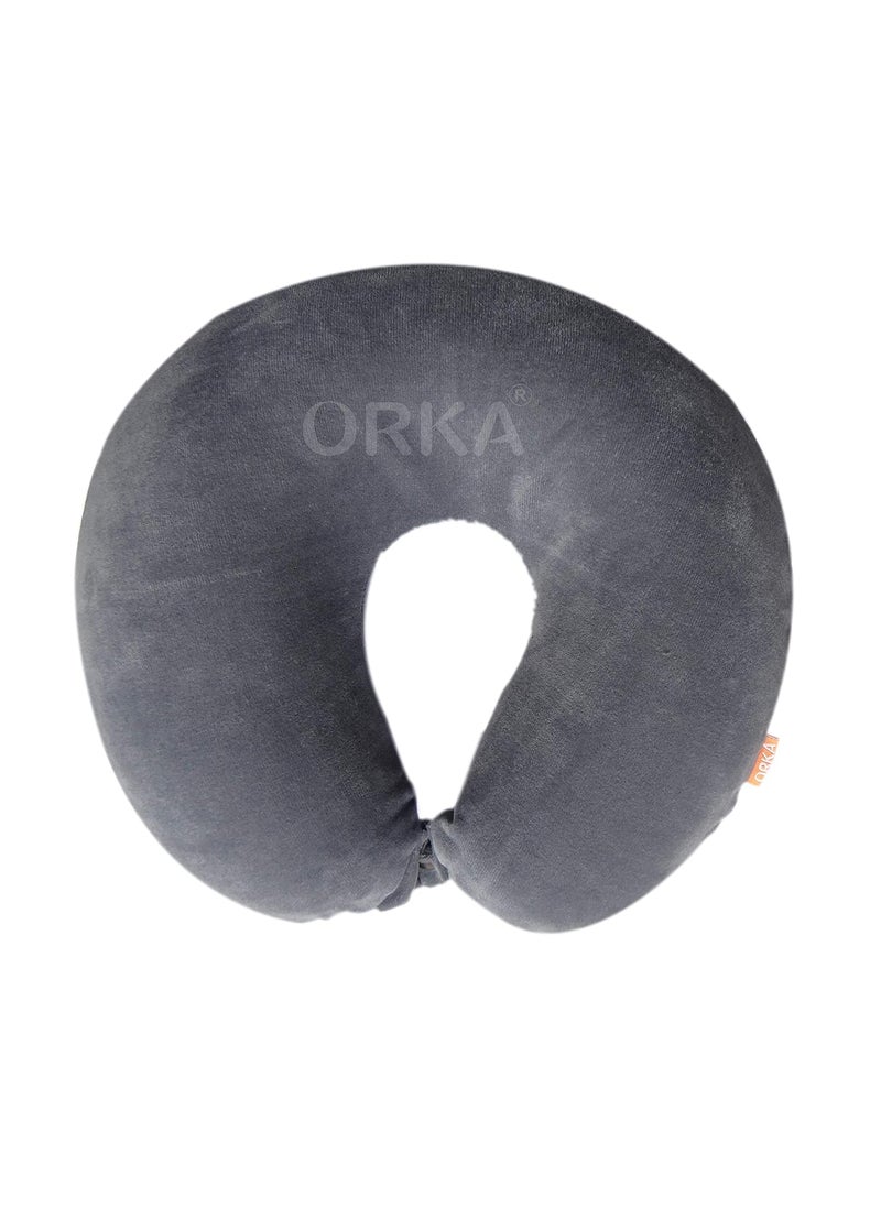 Orka Memory Foam Travel Plain U Neck Grey