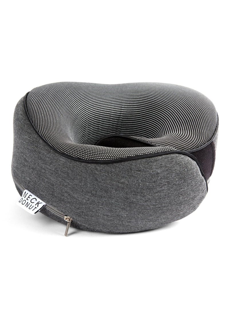 NECK DONUT Neck Pillows for Travel Airplane Pillow Memory Foam for Kids Adults Travel Neck Pillow Airplane Travel Essentials Travel Must Haves with Carry Bag Graphite Grey