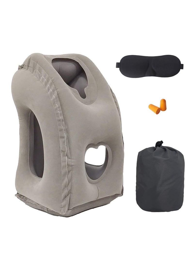 THMINS Inflatable Neck Pillow Used for PlanesAirplanesCarsBusesTrainsOffice Napping Travel AccessoriesGray
