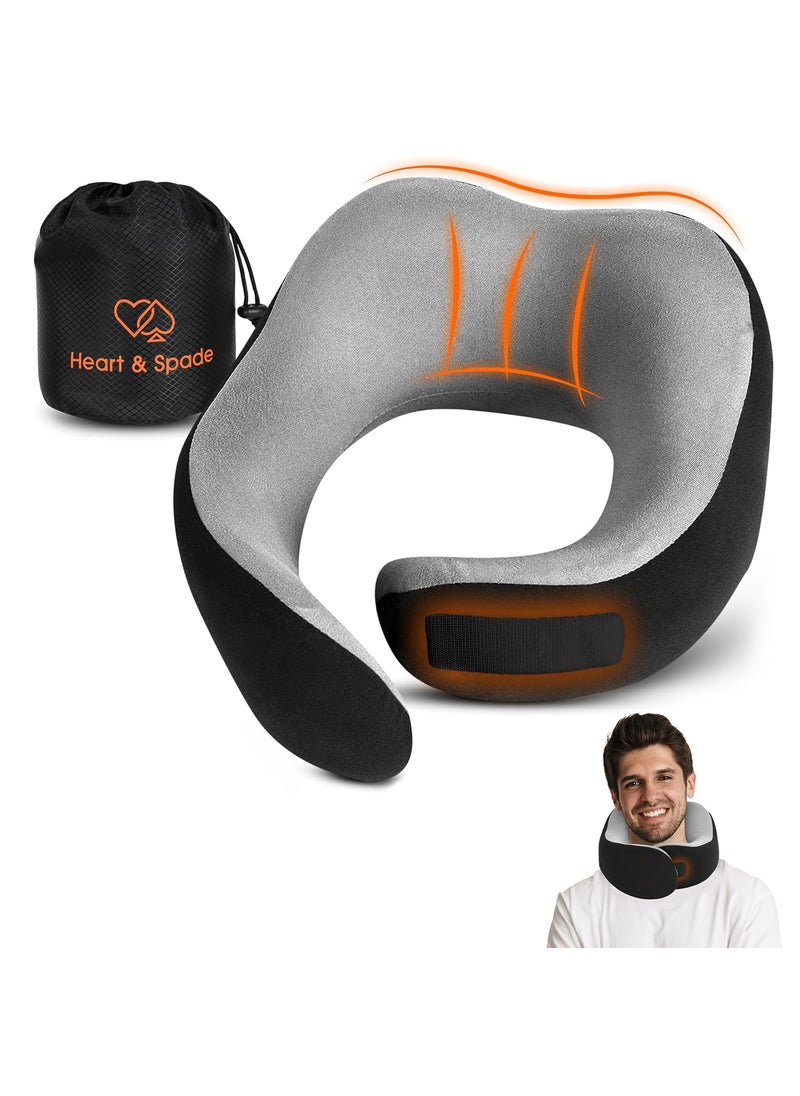 Heart Spade Unique Quick Velcro Locking Travel Neck Pillow Pure Memory Foam 360Support Unique Blended Cotton Fabric Lightweight Travel Pillow for Long Distance Flights Flight pillowBlack