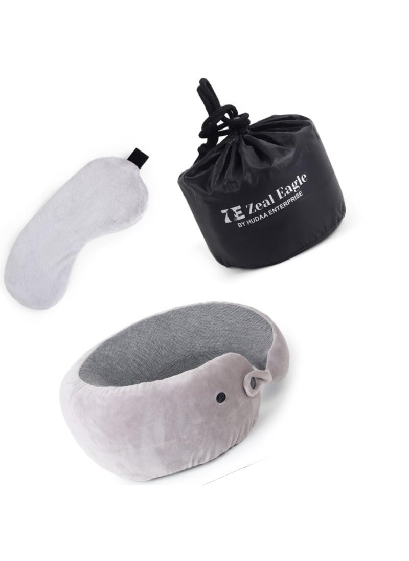 Zeal Eagle Travel Neck Pillow Adjustable Neck Rest Pillow Airplane Travelling Pillow Pure Memory Foam Head Rest Neck Pillow with Eye Mask