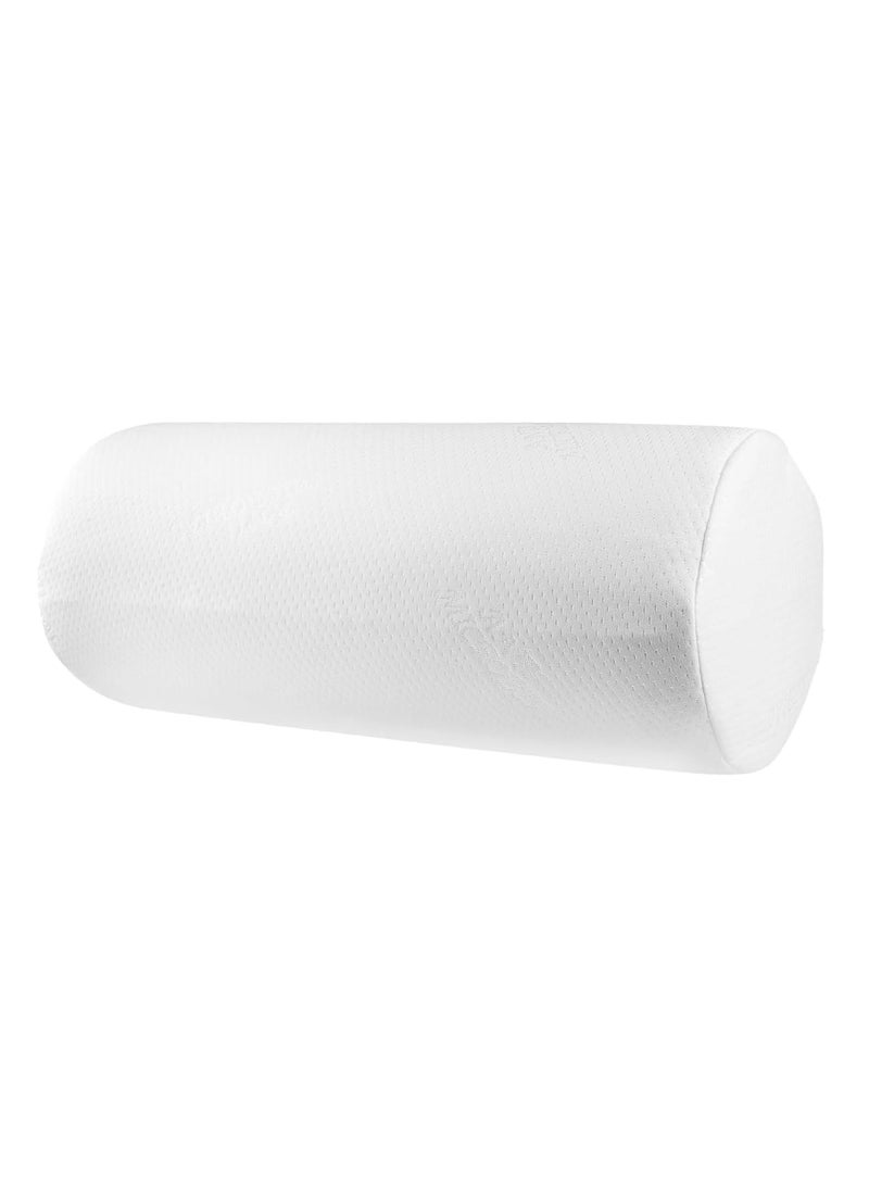 Benzola Cervical Neck Roll Memory Foam Pillow Bolster Round Neck Support for Sleeping for Bed Legs Back and Yoga White