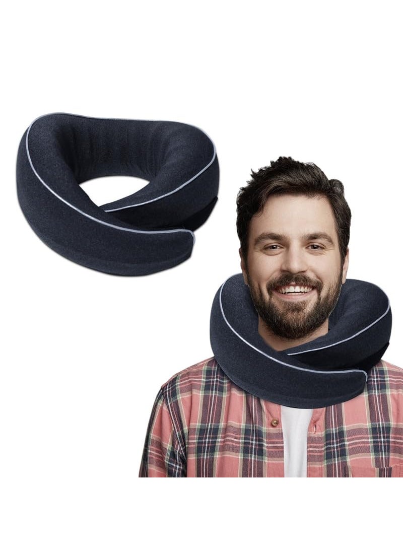Neodrift TravelNeck 360 Travel Neck Pillow with Memory Foam Head Support for Airplane Car Train Bus and Home Use Ultimate Comfort Velvet Cushion Travel Pillow Color Black 1 Pc