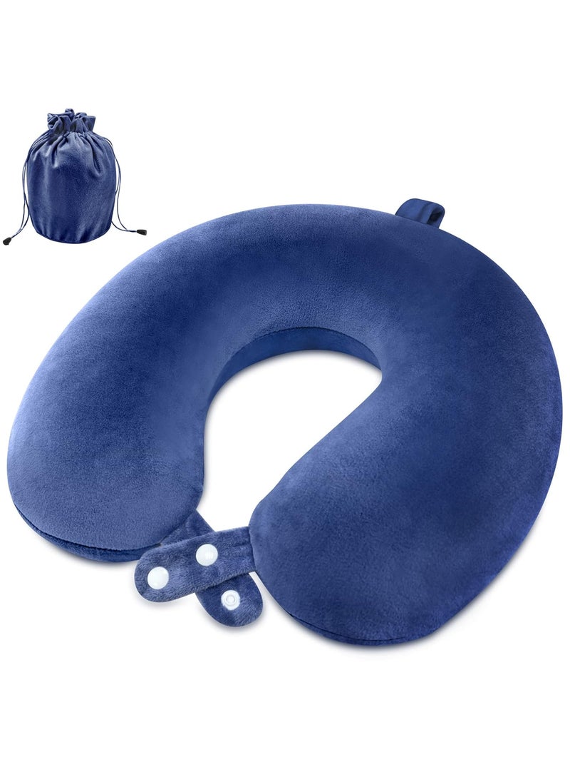 urnexttour Travel Pillow Best Memory Foam Airplane Pillow for Head Support Soft Travel Neck Pillow for Plane Car Home Recliner Use Blue