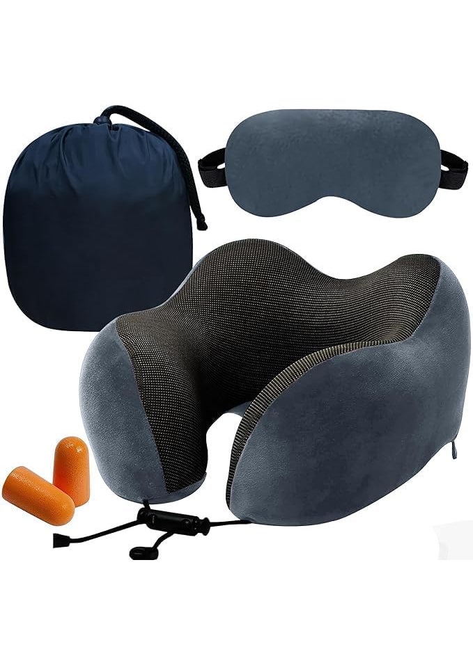 BigPlayer Travel Neck Pillow and Eye Mask Comfort for Neck Pain Relief Neck Support Relaxation in Cars Flights Perfect Travel Accessories Car Head Rest Pillow Air Pillow