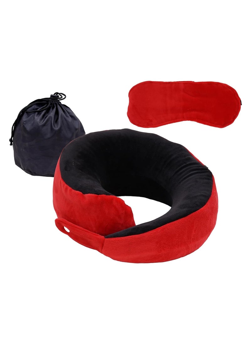 Ashtron Neck Pillow with Eye Mask for Travel Comfort Car Neck Rest Car Pillow Flight Pillow for Neck Pain Relief Neck Pillow for Sleeping includes Eye Mask Carry Bag