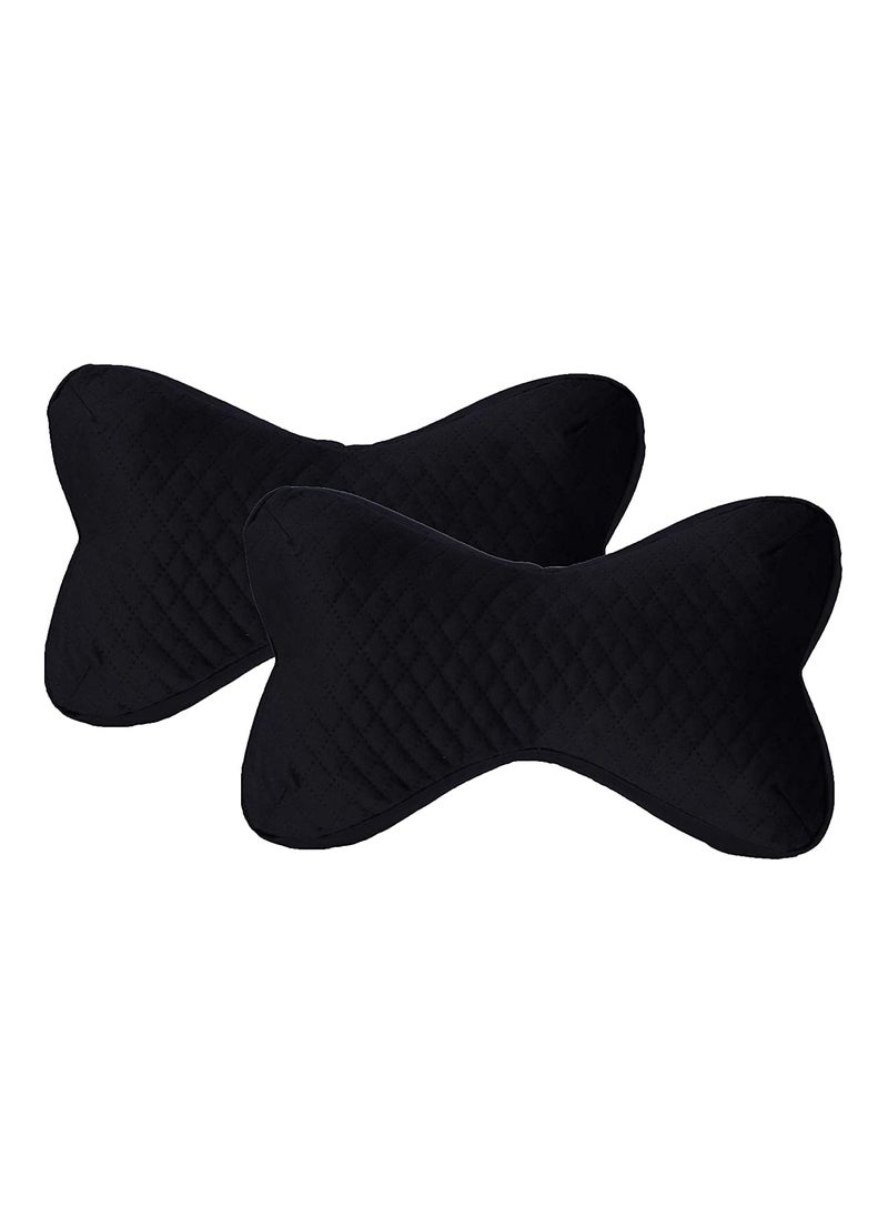 CHIRON Memory Foam Bone Shaped CAR Neck Pillow in Black Set of 2 Pieces