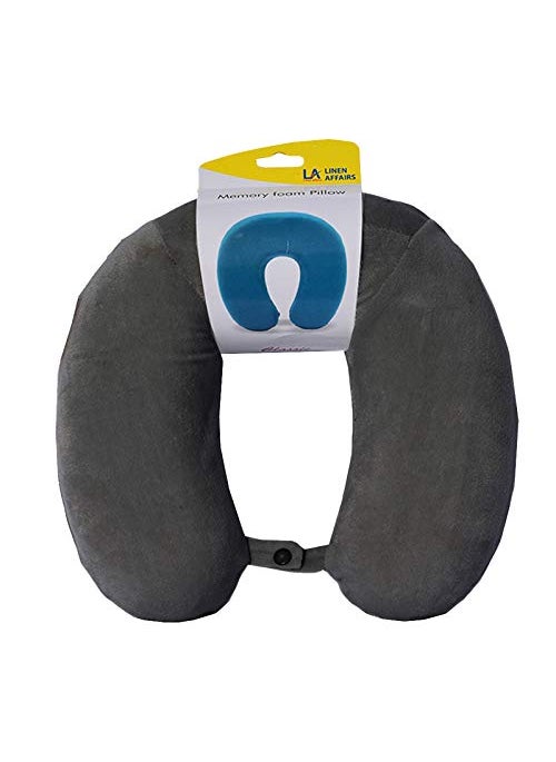 Bright Dacor Velvet Fabric Travel Neck Pillows Grey_TRAVELNECKPI00115