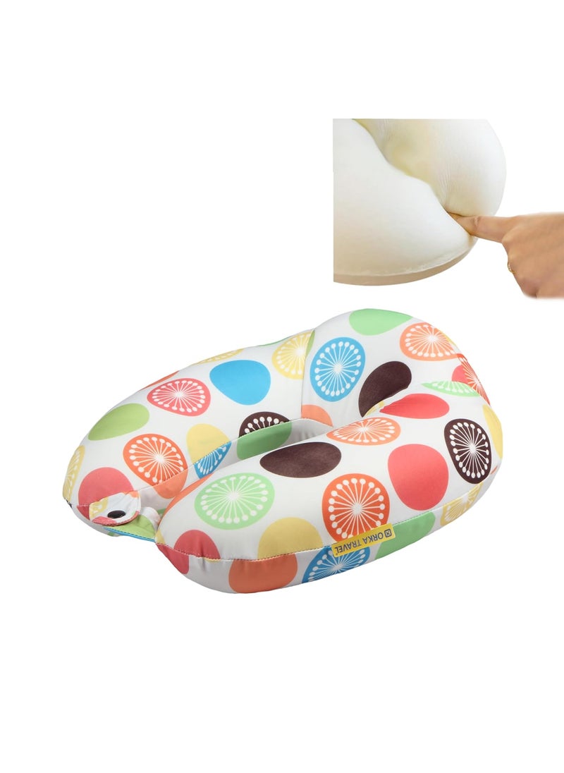 ORKA TRAVEL Memory Foam Spandex Digital Printed High Back U Neck Pillow Lemon Theme