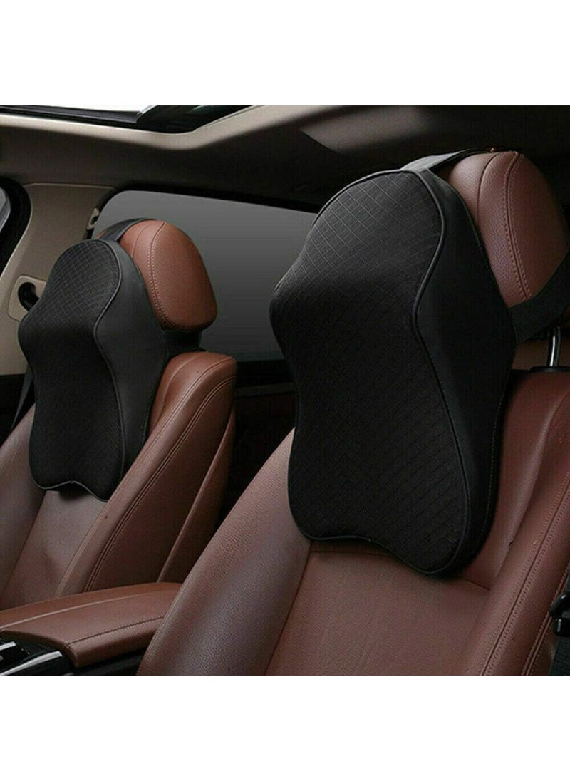 CartsCorner Car Neck Rest Pillow Orthopedic Memory Foam for Neck Pain and Head Support During Travel by Car Office Chair Pillow Washable Cover Black