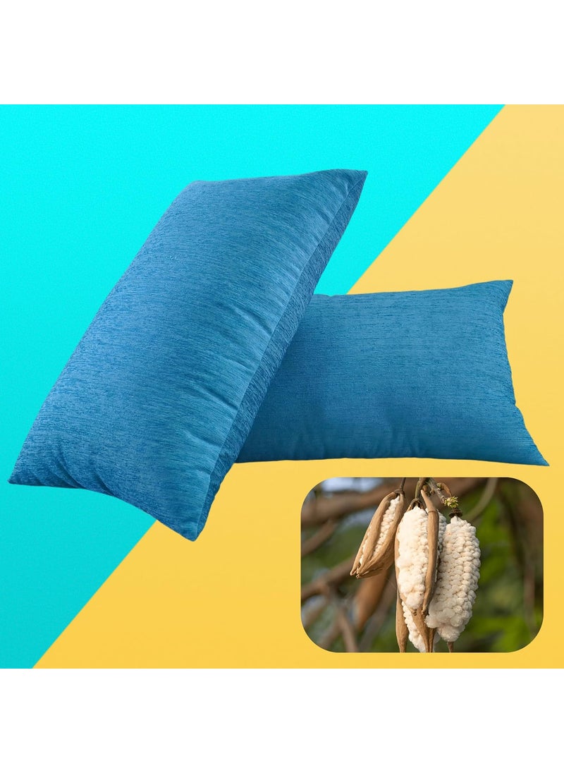 SOFT SOULS Cotton Pillow for Sleeping Set of 2 Kapok Cotton PillowIlvam Panju Pillow 100 Organic Silk Cotton Filled Pillow for Hair Semal Cotton Pillows Ocean Pillow 18x 28 Inch Ocean Blue